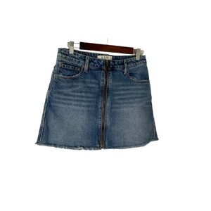 We The Free Zip Front Denim Mini Skirt Size 27 Blue‎